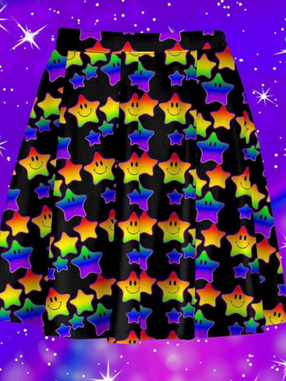 In Control Clothing Star Rainbow Road Black Skirt